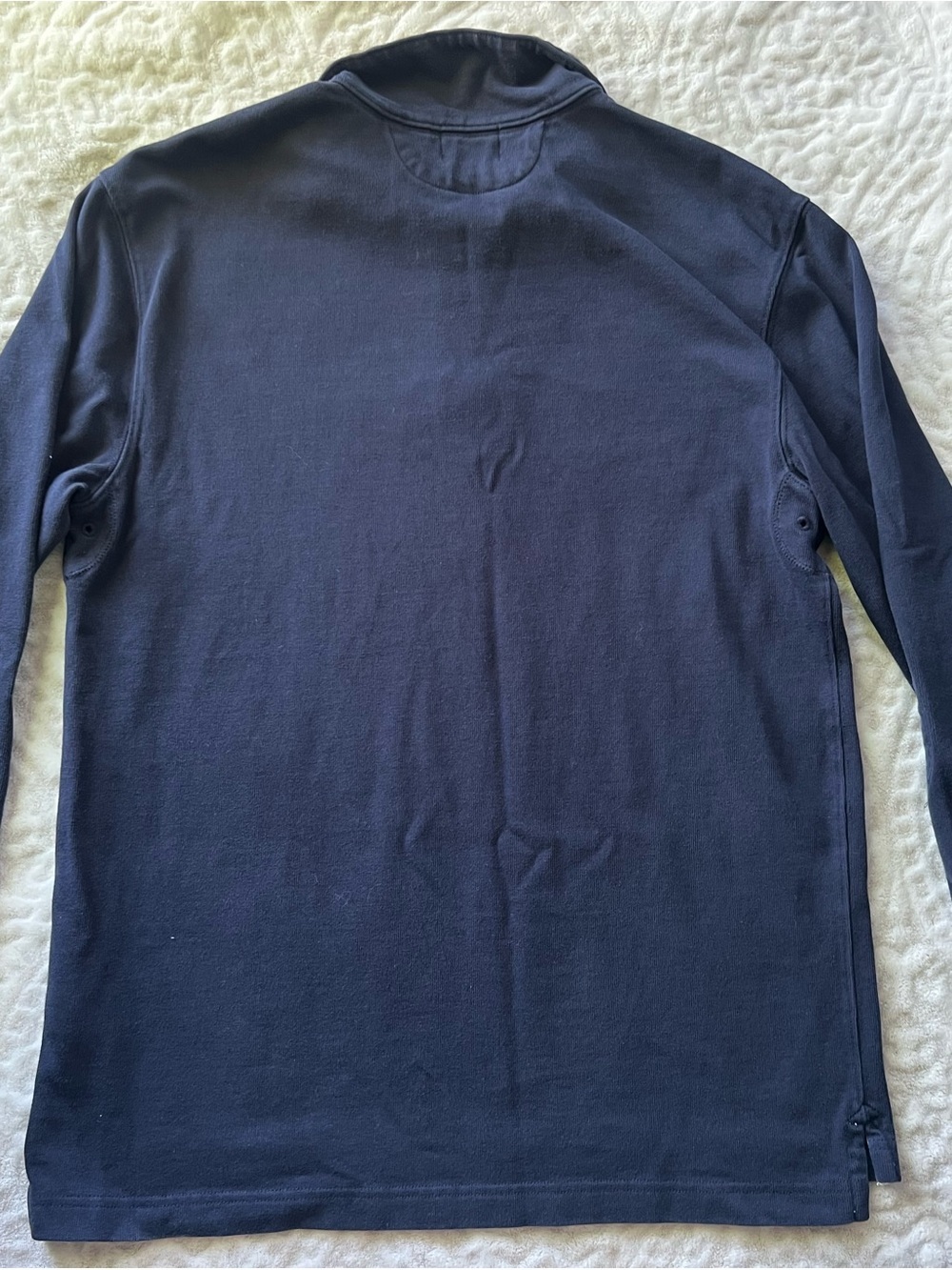 J Crew Men’s Navy Quarter Zip Pullover Elbow Patch Sweatshirt | Size S - Picture 9 of 9